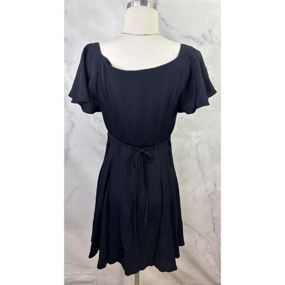 Betsey Johnson 90s USA Dress Sz M Fit Flare Black Punk Goth Emo Button Witchy - Picture 12 of 16